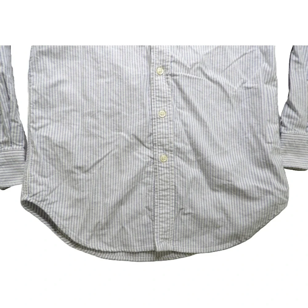 Ralph Lauren Boys Stripe Oxford Shirt Cotton Button Down 8 Light Blue White Pony